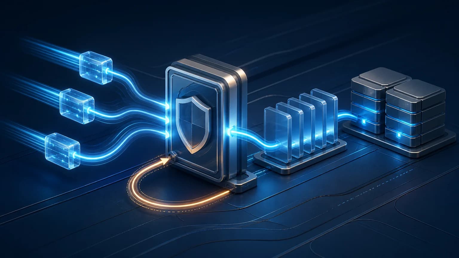 Verified webhook events flowing through a secure gateway into a durable queue and database