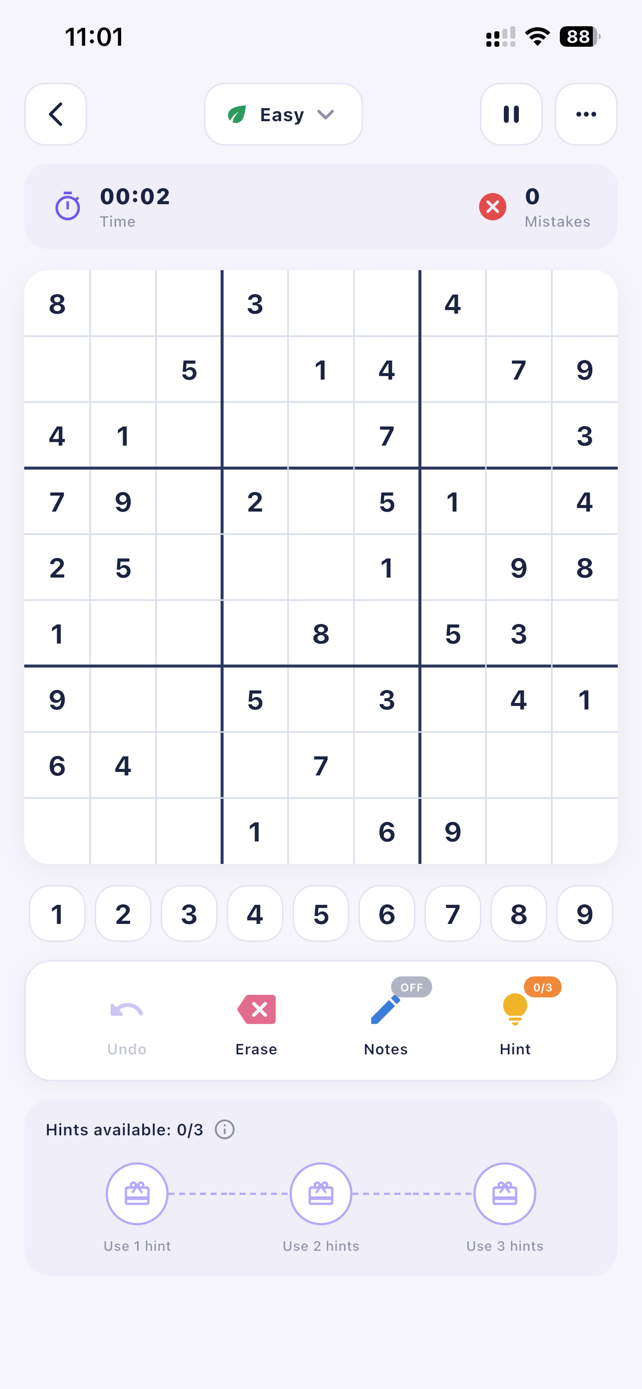 A board built for focus in Sudoku Offline